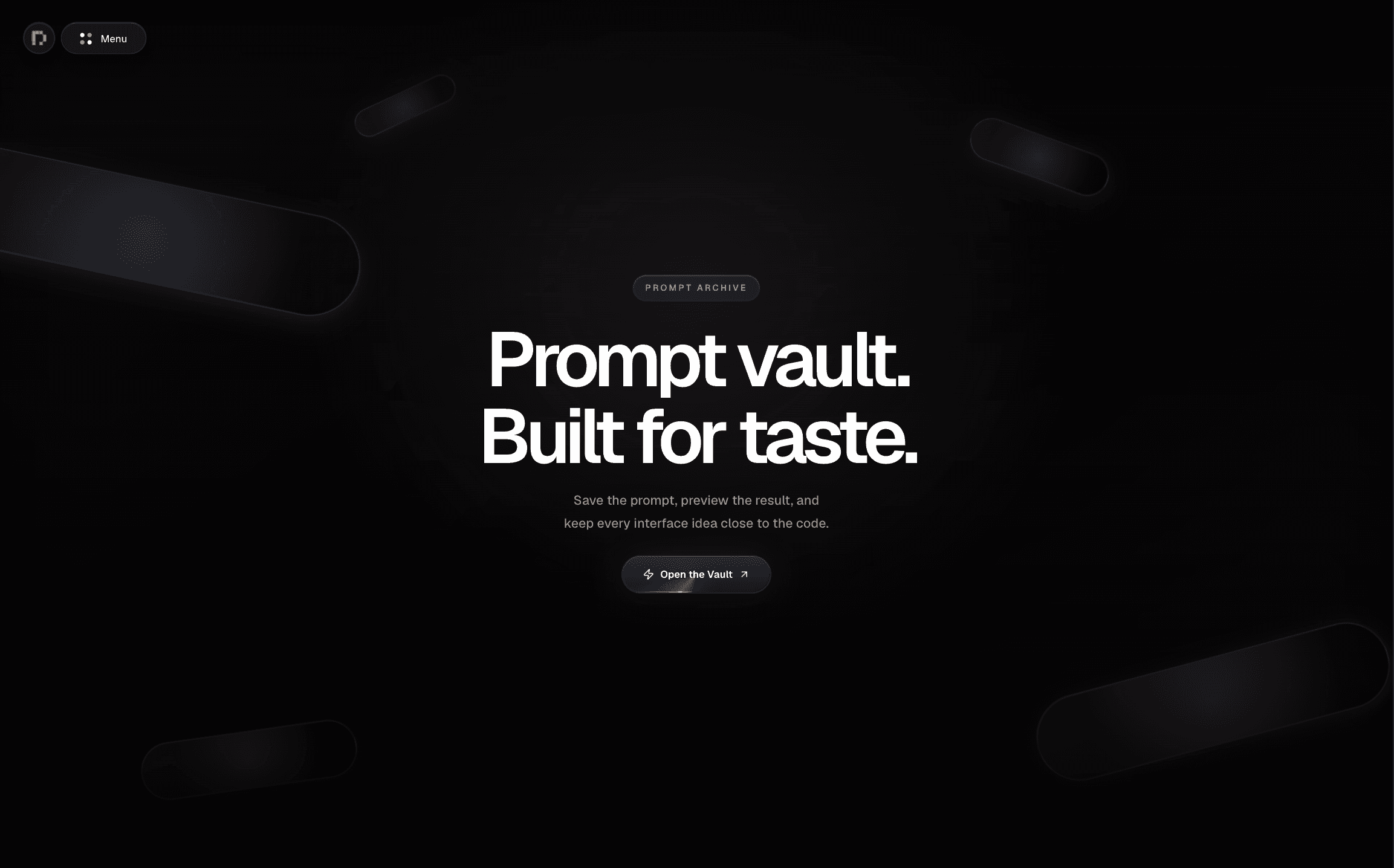 Startseite von Prompt-Vault mit einem CTA