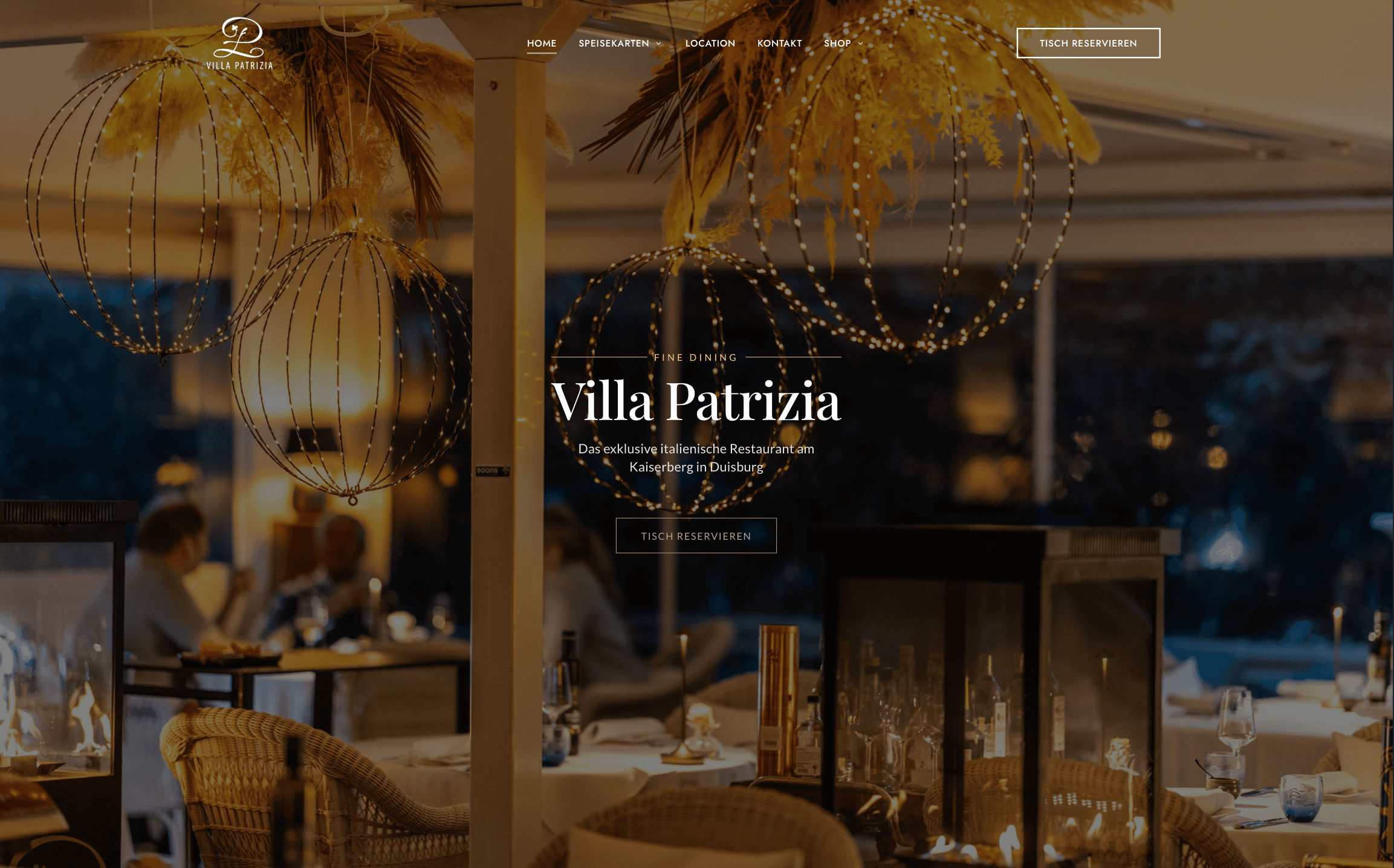 Startseite von Villa Patrizia mit dem neuen Hero-Design